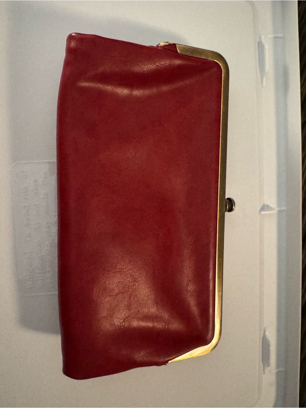 Red Leather Frame Clutch Wallet - Unbranded